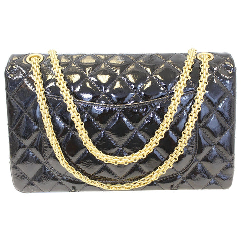 CHANEL Reissue Double Flap Patent Leather Shoulder Bag Black