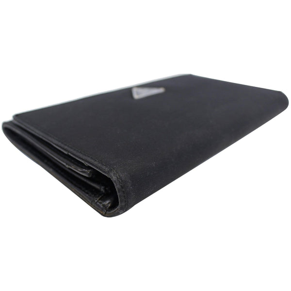 Prada Nylon Wallet | Bifold Long Black Wallet - Side View