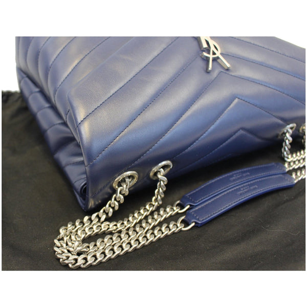 YVES SAINT LAURENT Matelasse Loulou Monogram Calfskin Shoulder Bag Blue