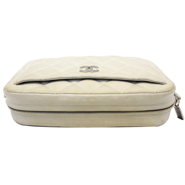 CHANEL Quilted Leather Camera Chain Bag White-US