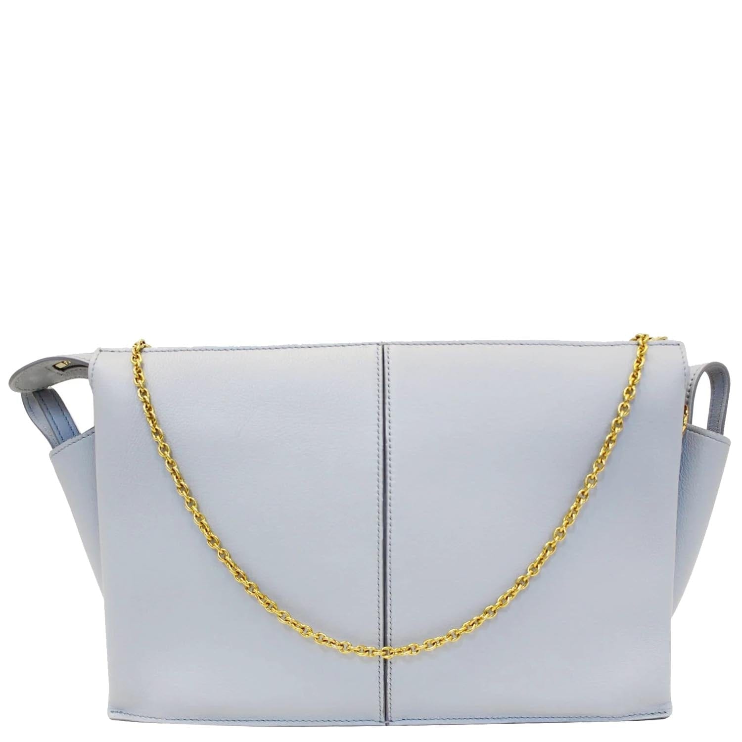 Celine Trifold Smooth Leather Chain Crossbody Clutch Bag Blue