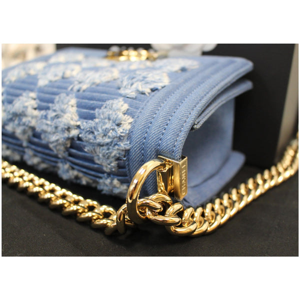 Chanel Boy The 27th Mini Denim Shoulder Bag Blue side view