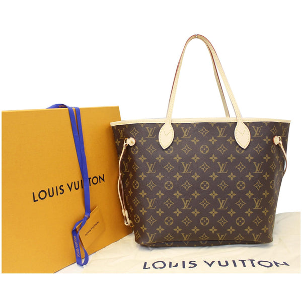 LOUIS VUITTON Neverfull MM Monogram Canvas Tote Shoulder Bag Brown
