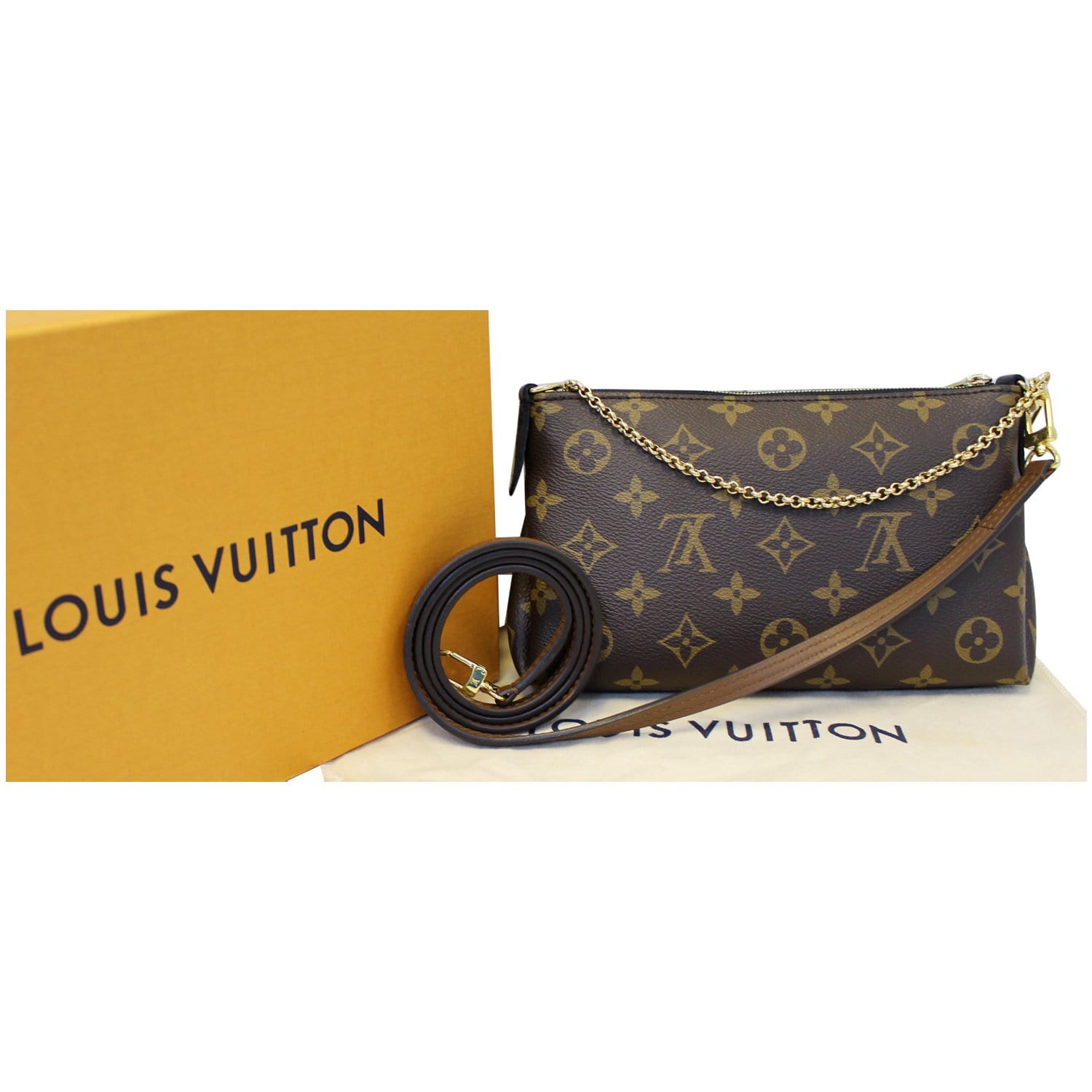 Louis Vuitton Monogram Pallas Clutch or Crossbody With Noir - A