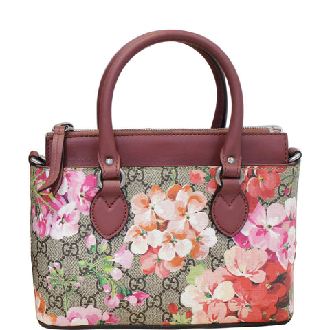 GUCCI GG Supreme Blooms Small Satchel Bag 453177 Raisin
