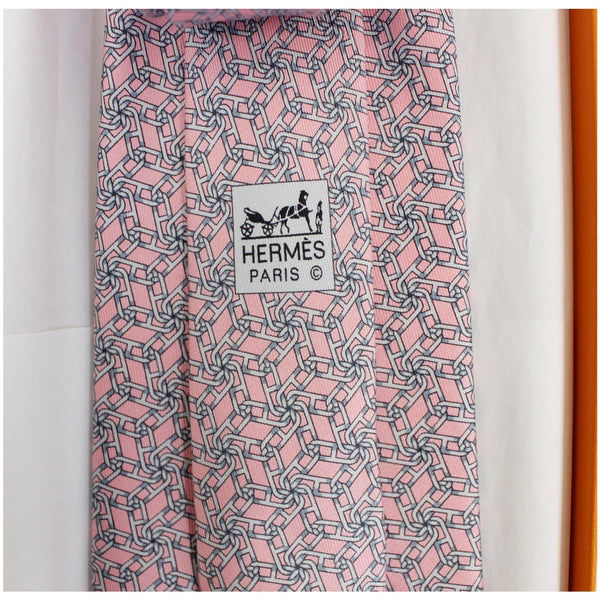 Hermes Birkin Silk Neck Tie Pink for men