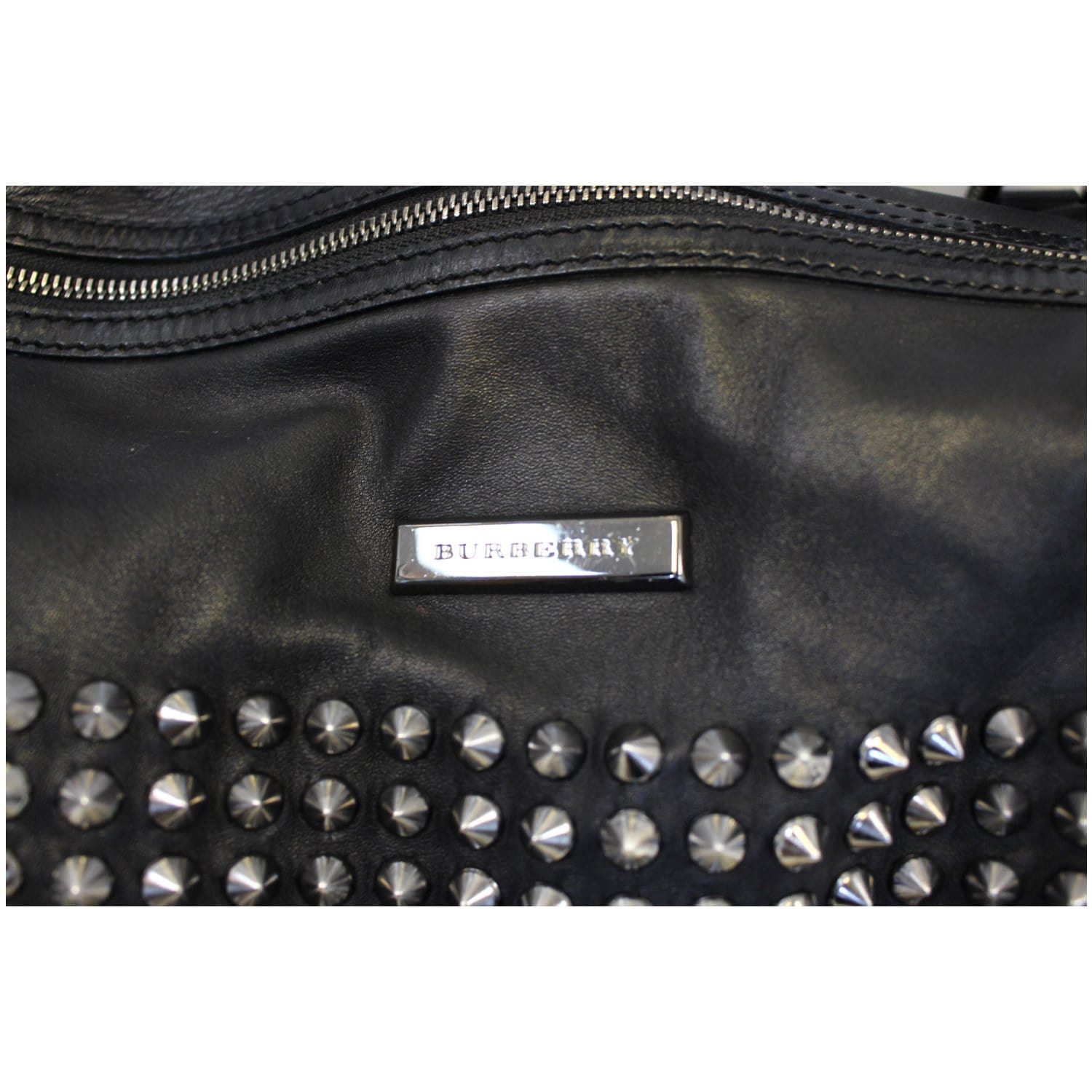 Burberry, Bags, Burberry Bridle Baby Studded Leather Shoulder Bag Black