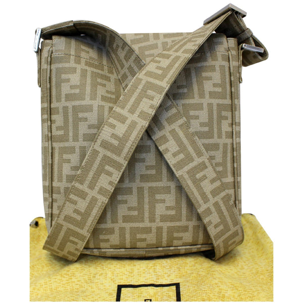 FENDI Zucca Flap Messenger Crossbody Bag Taupe