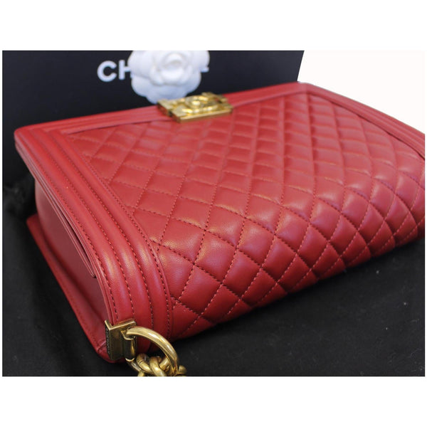CHANEL Medium Boy Flap Lambskin Leather Shoulder Bag Red-US