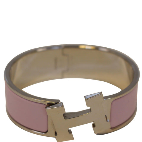 HERMES H Clic Clac Enamel Bracelet Bangle Size Light Pink