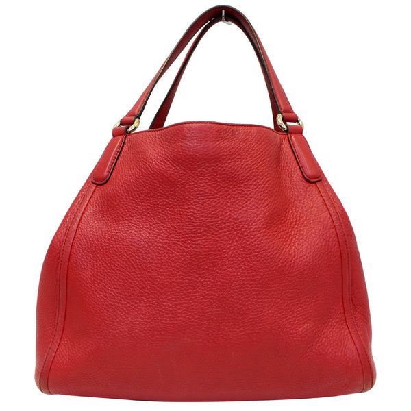 GUCCI Soho Top Handle Pebbled Leather Tote Bag Red