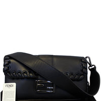 FENDI BAGUETTE Black Leather Shoulder Bag-US