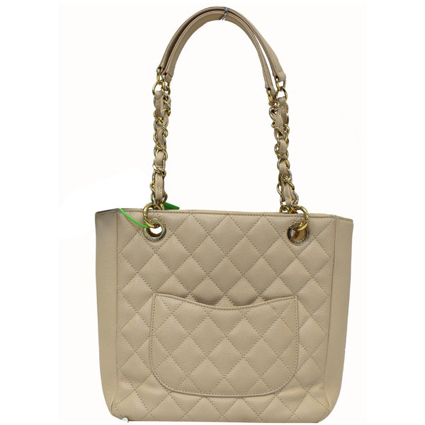 Chanel Tote Bag PST Caviar Leather Petit Shopping Beige strap