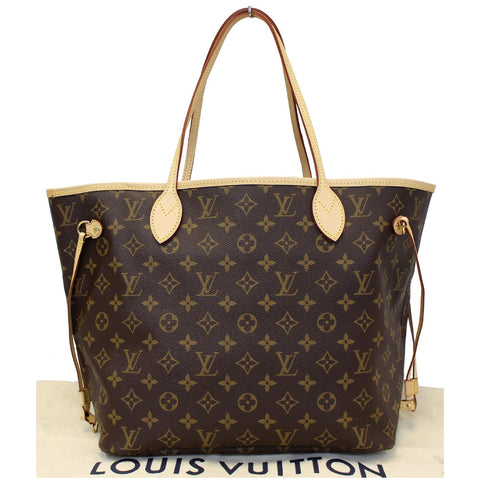 LOUIS VUITTON Neverfull MM Monogram Canvas Tote Shoulder Bag Brown