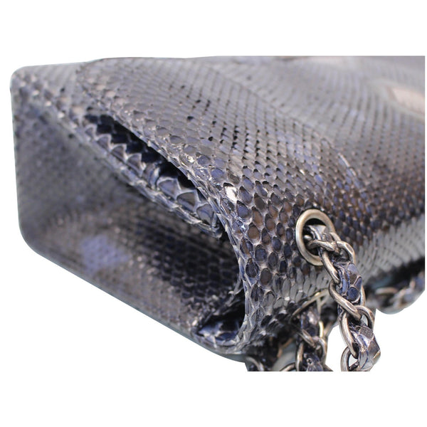 Chanel Timeless Classic Double Flap Python Shoulder Bag Blue for sale