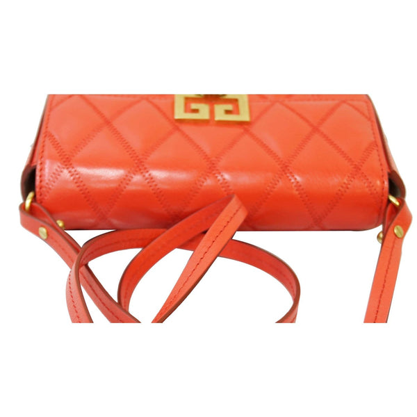 GIVENCHY GV3 Mini Quilted Leather Crossbody Bag Orange DD7110