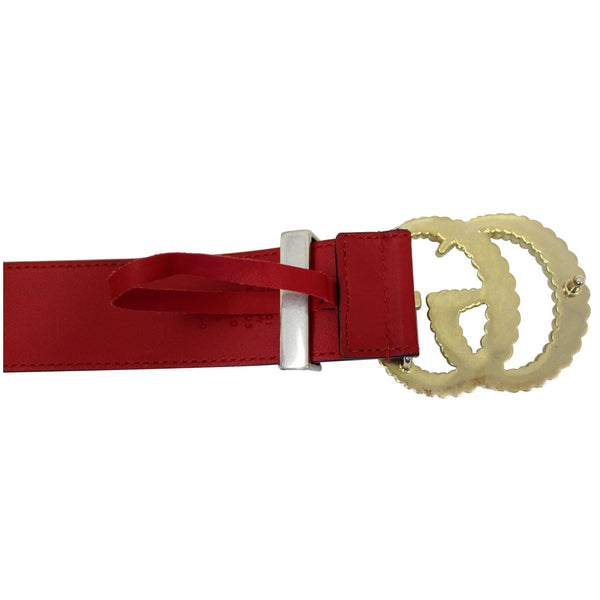 GUCCI Torchon Double G Red Leather Belt Size 95.38-US
