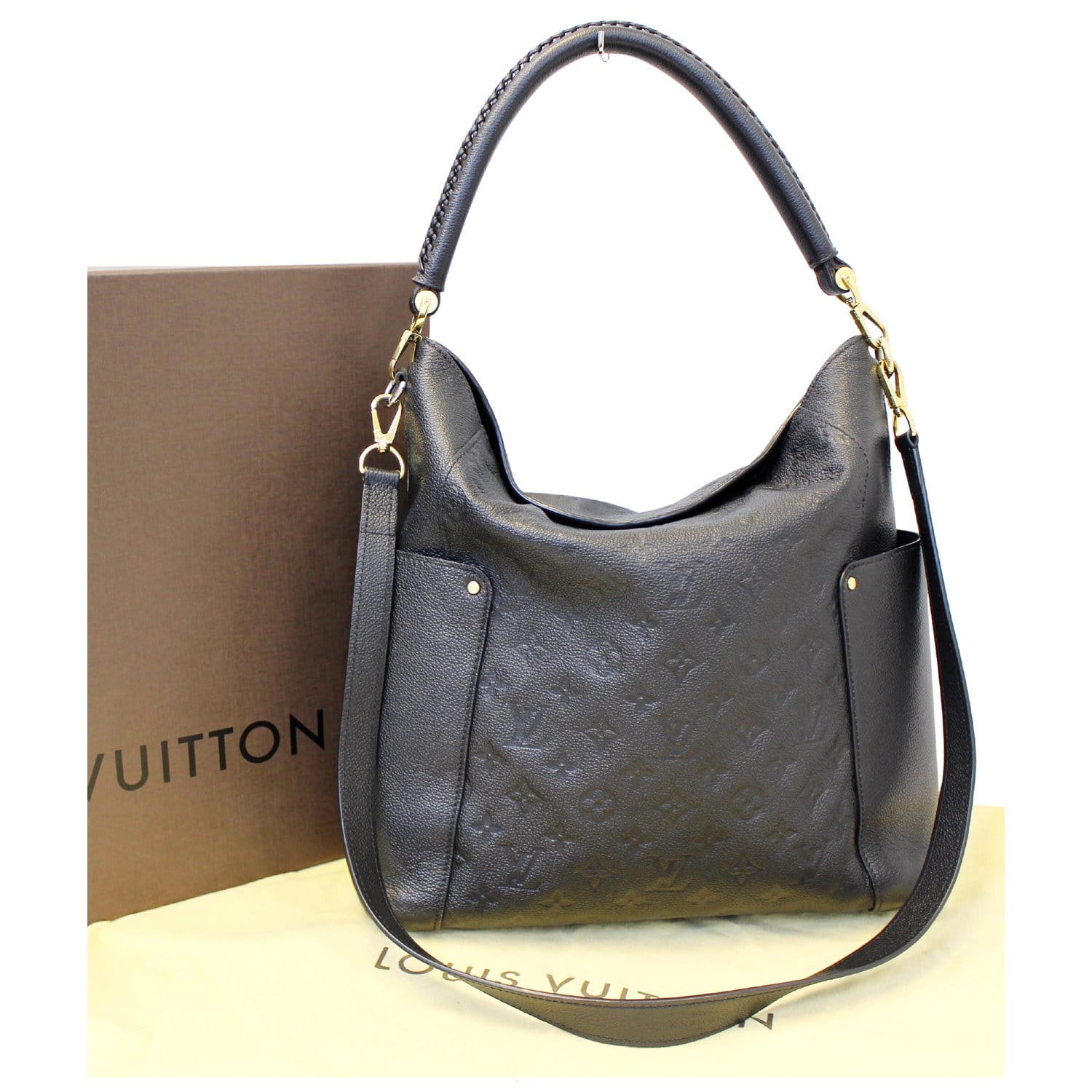 LOUIS VUITTON LV Bagatelle Monogram Empreinte Leather Shoulder Bag Black-US