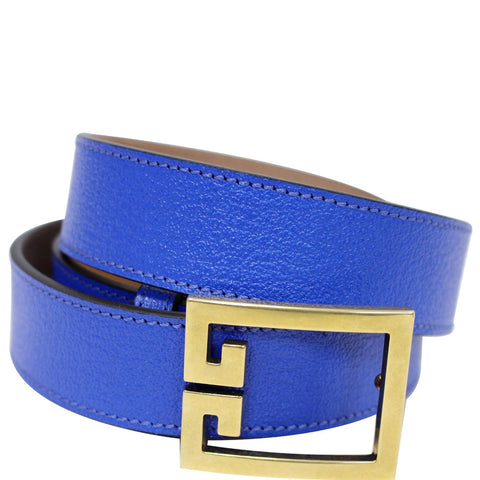 GIVENCHY Double G Logo Buckle Belt Blue Size 38