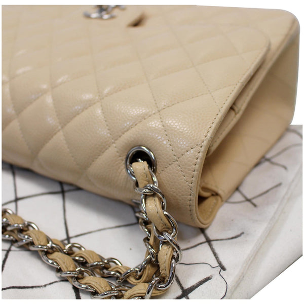 Chanel Jumbo Double Flap Caviar Leather Shoulder Bag Beige for sale