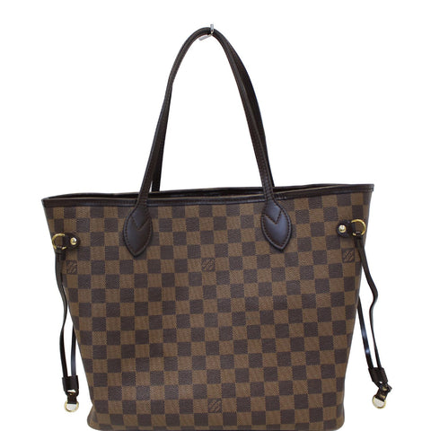 LOUIS VUITTON Neverfull MM Damier Ebene Tote Shoulder Bag Brown