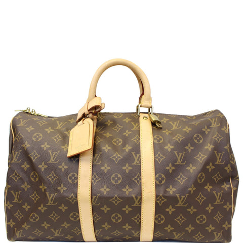 LOUIS VUITTON Keepall 45 Monogram Canvas Duffle Travel Bag Brown