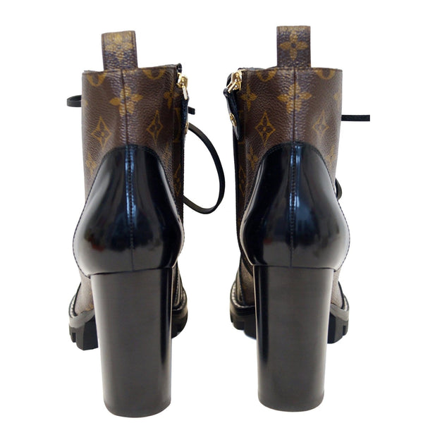 LOUIS VUITTON Star Trail Monogram Canvas/Patent Ankle Boot Brwon/Black US 8.5