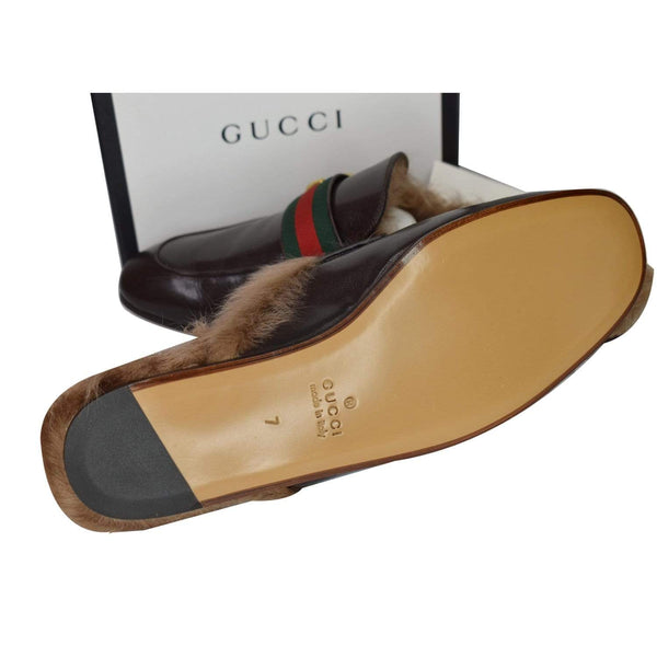 Gucci Princetown Fur Leather Slipper Cocoa Brown - shoes bottom sole