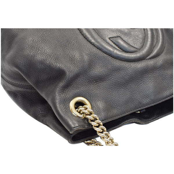 GUCCI Soho Pebbled Leather Chain Shoulder Bag 308982 Black
