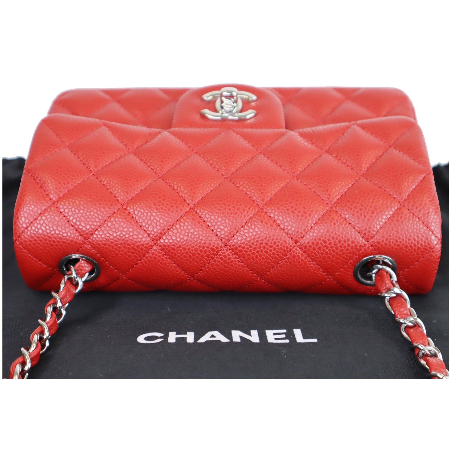 CHANEL Mini Rectangular Flap Caviar Quilted Leather Shoulder Bag Red