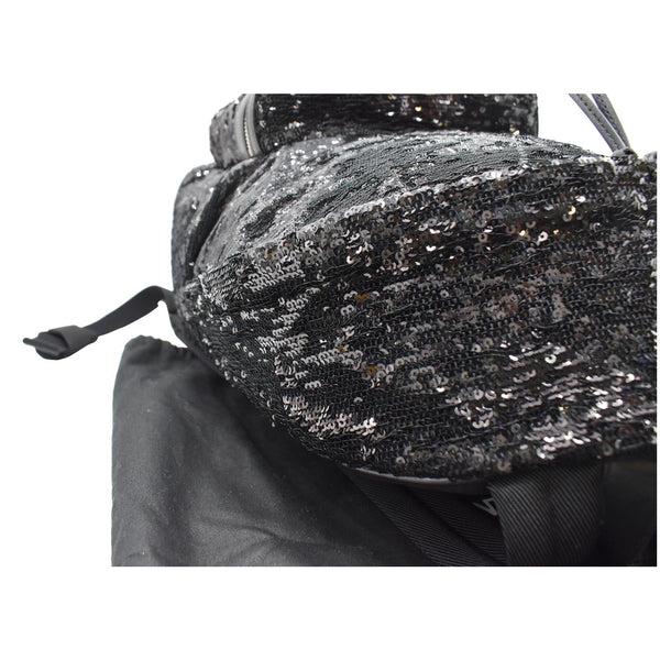 YVES SAINT LAURENT Mini City Sequin Leather Backpack Bag Black