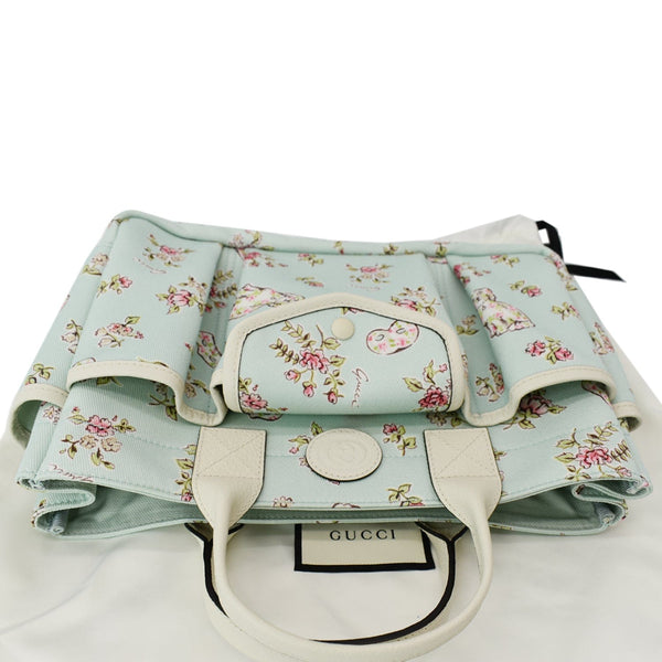 Gucci Children's Floral Print Canvas Bag Light Blue - DDH