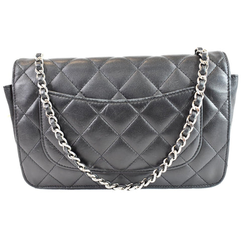 CHANEL Wallet On Chain Lambskin Leather WOC Crossbody Bag Black