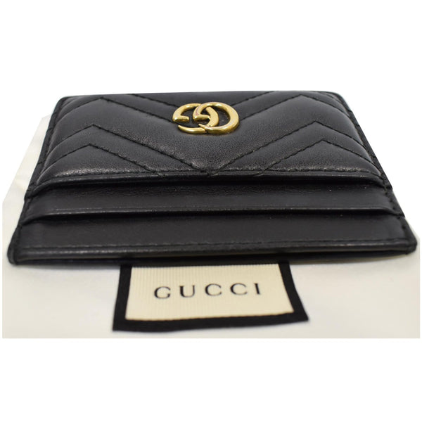 GUCCI GG Marmont Leather Card Case Black 443127
