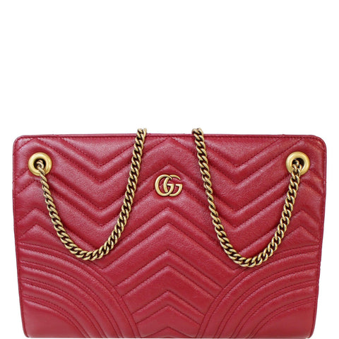 GUCCI GG Marmont Slim Calfskin Matelasse Shoulder Bag Cherry 524592