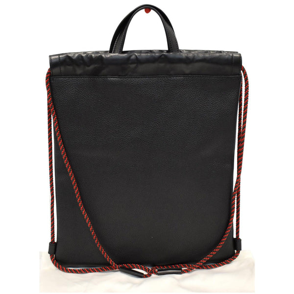 GUCCI Logo Print Calfskin Leather Drawstring Backpack Bag Black 523586