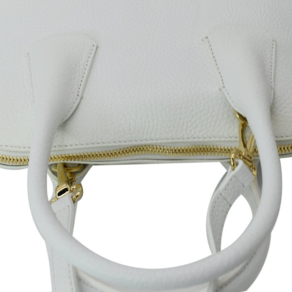 BURBERRY Grainy Leather Bowling Shoulder Bag White