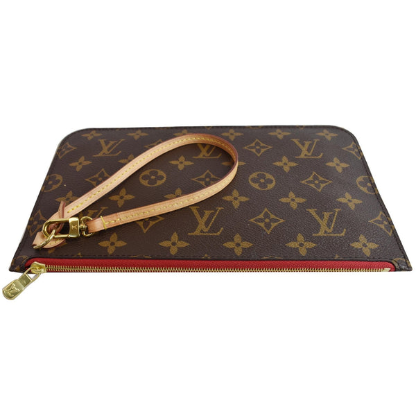 LOUIS VUITTON Pochette Wristlet Pouch Monogram Canvas Neverfull MM Brown