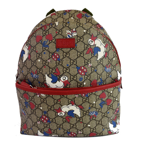 GUCCI Children's Duck Printed GG Coated Canvas Backpack Biege