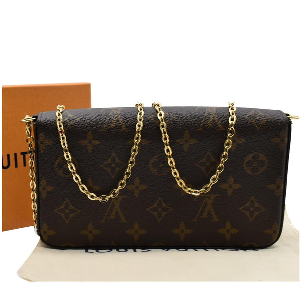 LOUIS VUITTON Felicie Monogram Canvas Pochette Crossbody Bag Brown