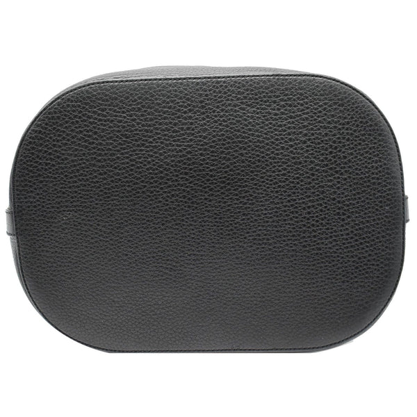 GUCCI Miss Bamboo Medium Leather Bucket Shoulder Handbag Black 387613