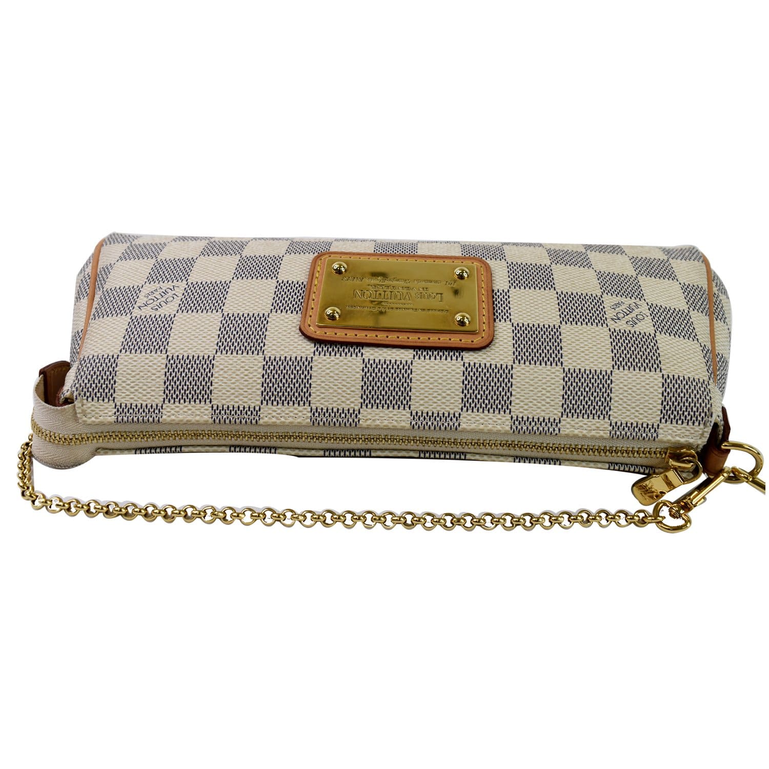 Louis Vuitton Womens Zip Top Damier Azur E2302096 LV Eva Clutch Handbag White