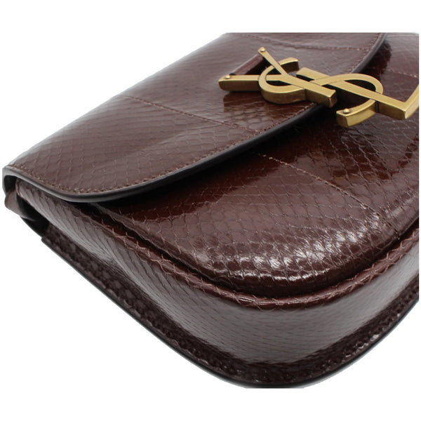 YVES SAINT LAURENT Kaia Small Snakeskin Embossed Leather Crossbody Bag Brown - Final Sale