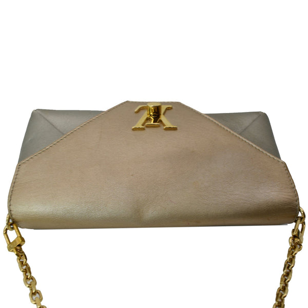 LOUIS VUITTON Love Note Metallic Calfskin Chain Shoulder Bag Gold Silver