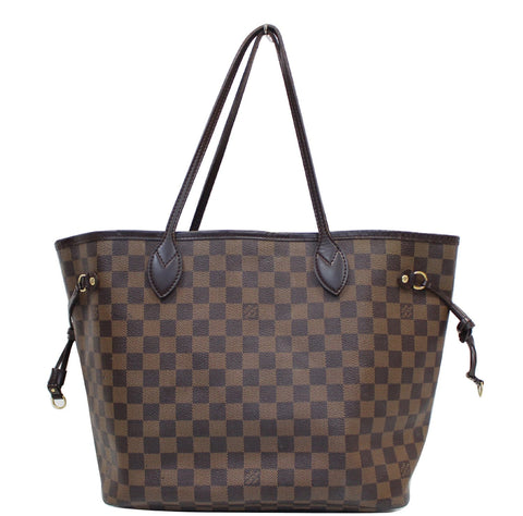 LOUIS VUITTON Neverfull MM Damier Ebene Tote Shoulder Bag Brown