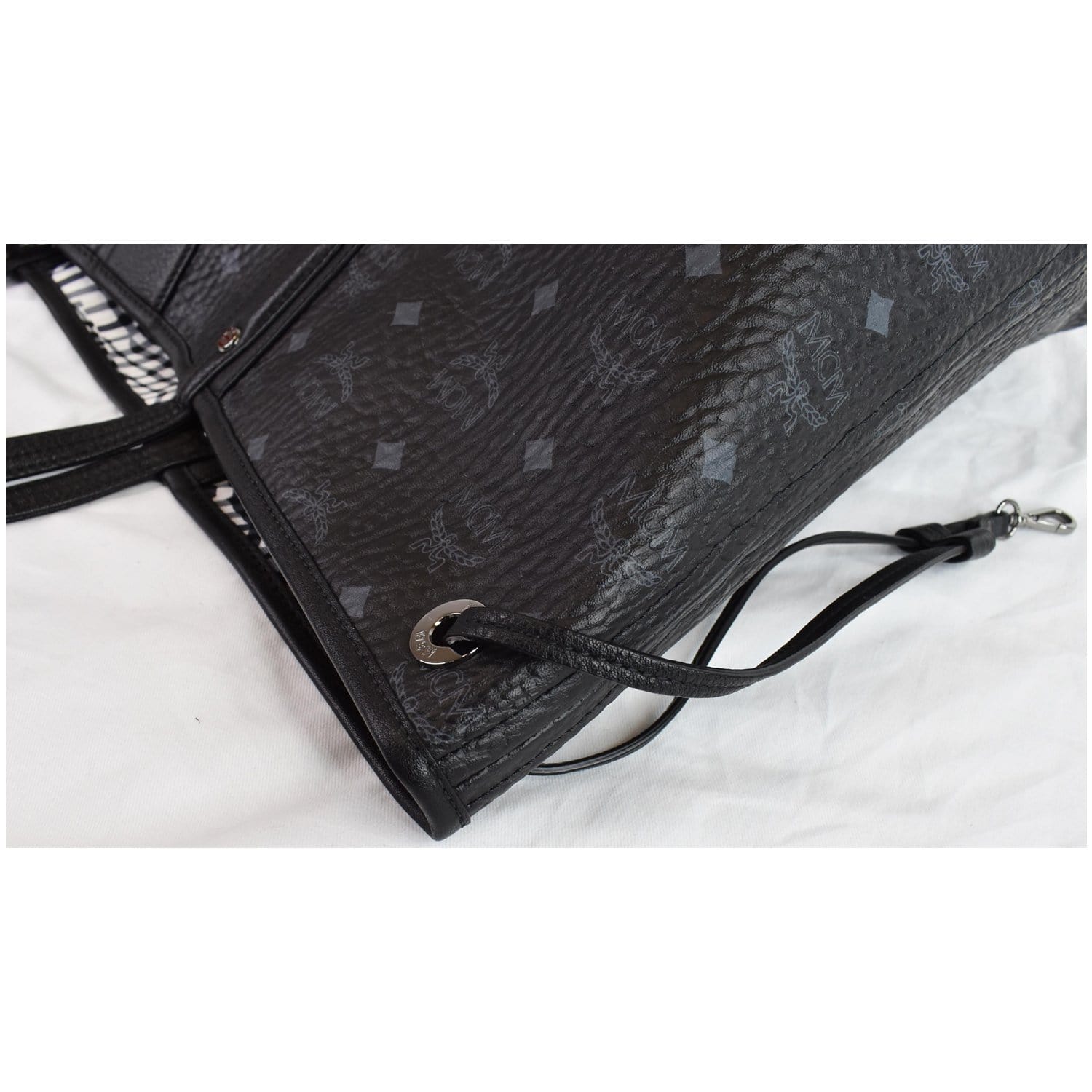 MCM Liz Visetos Reversible Shopper Tote Bag Black