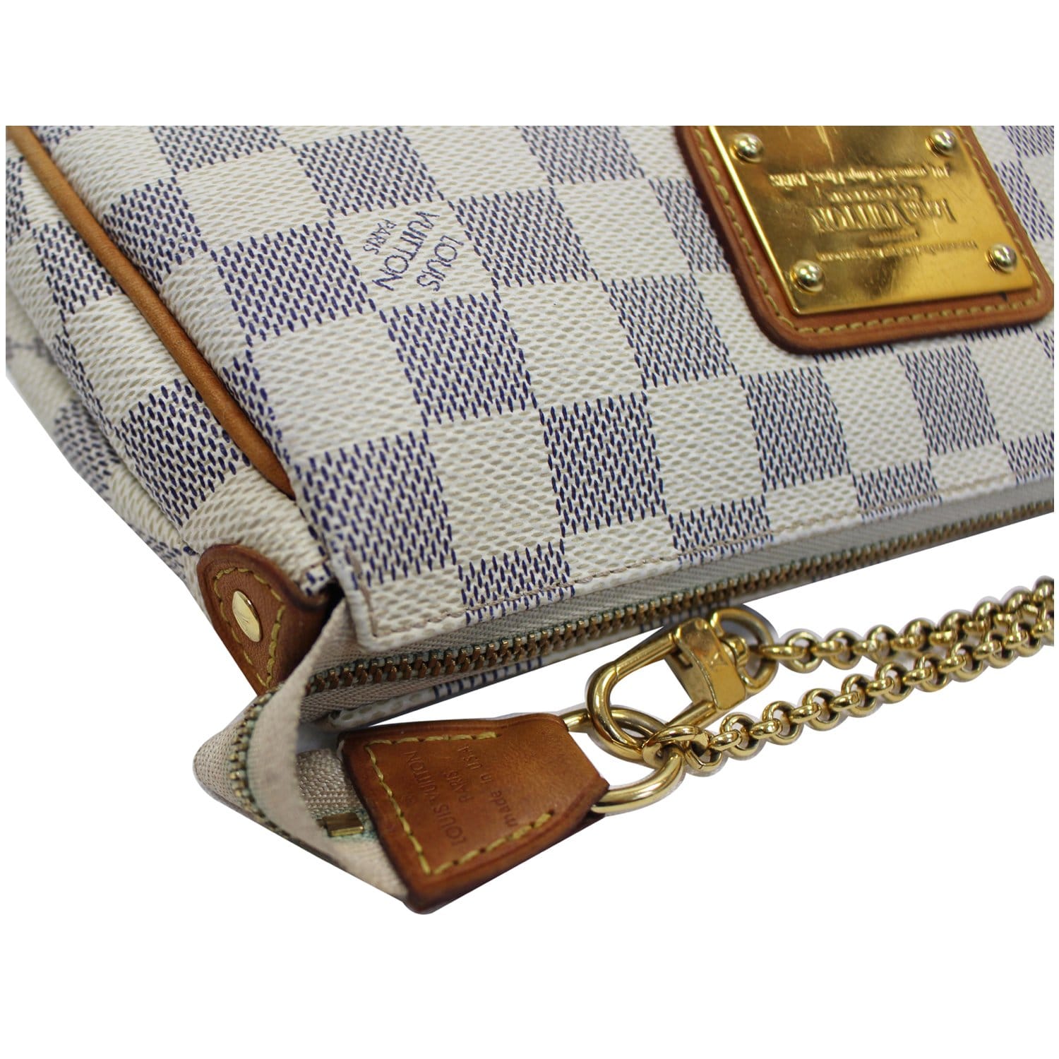 Louis Vuitton Pochette Eva Damier Azur Clutch Tote Bag