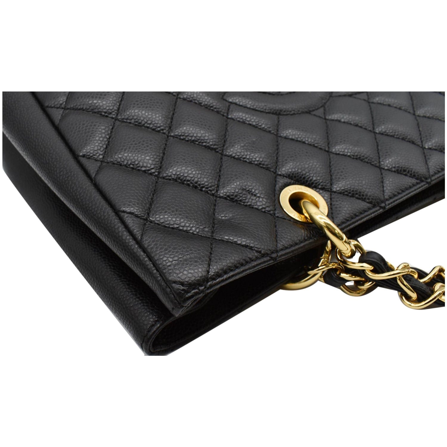 CHANEL XL Grand Quilted Caviar Leather Shopping Tote Bag Black
