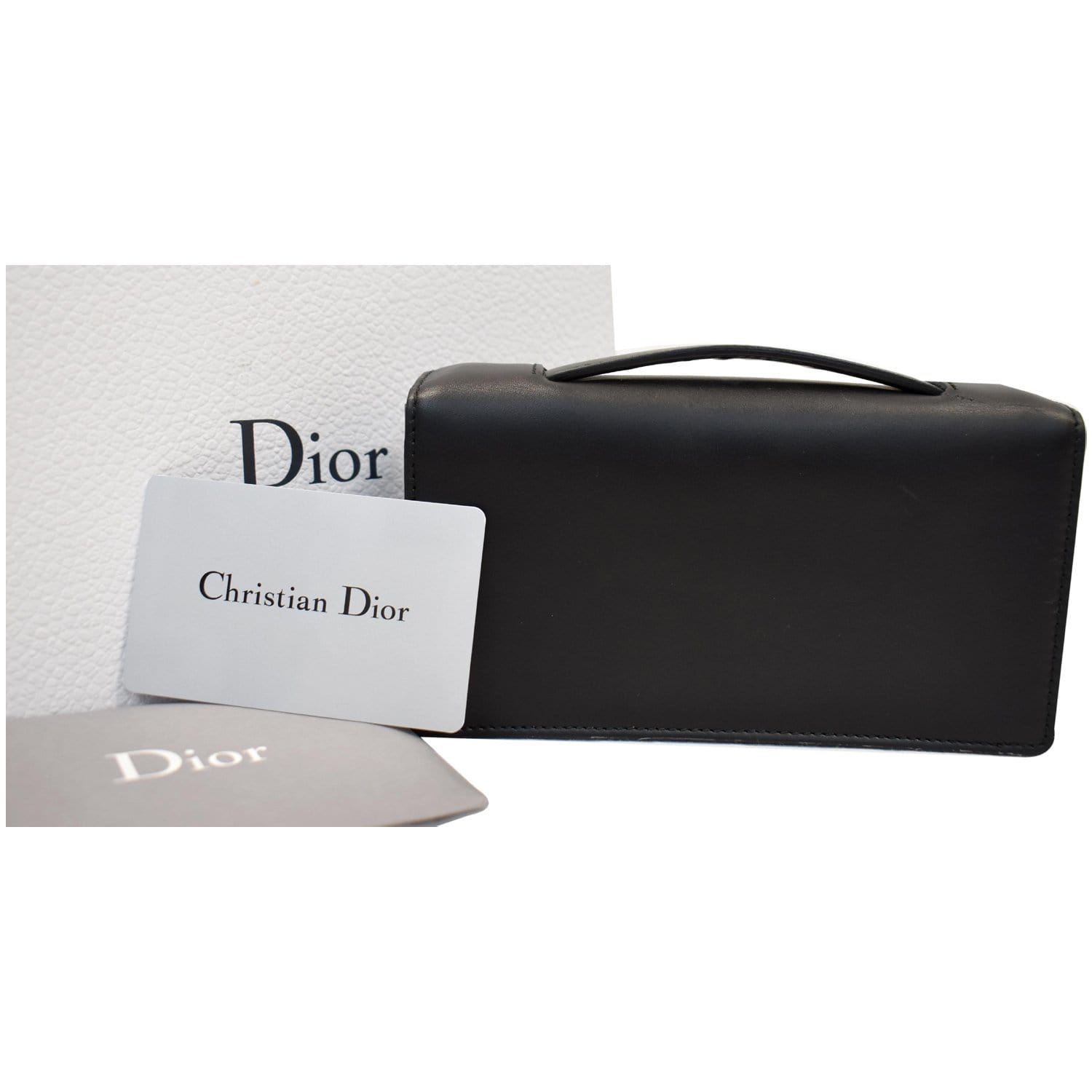 Christian Dior Bee Leather Pouch Clutch Bag Black - DDH