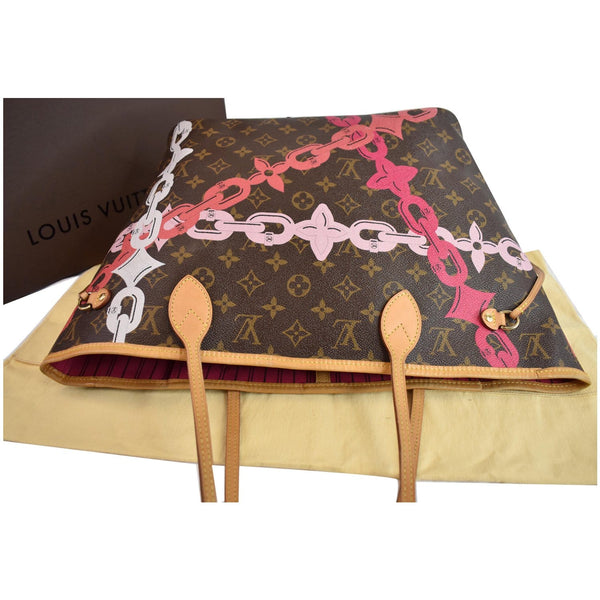LOUIS VUITTON Bay Neverfull MM Monogram Canvas Tote Bag Fuchsia